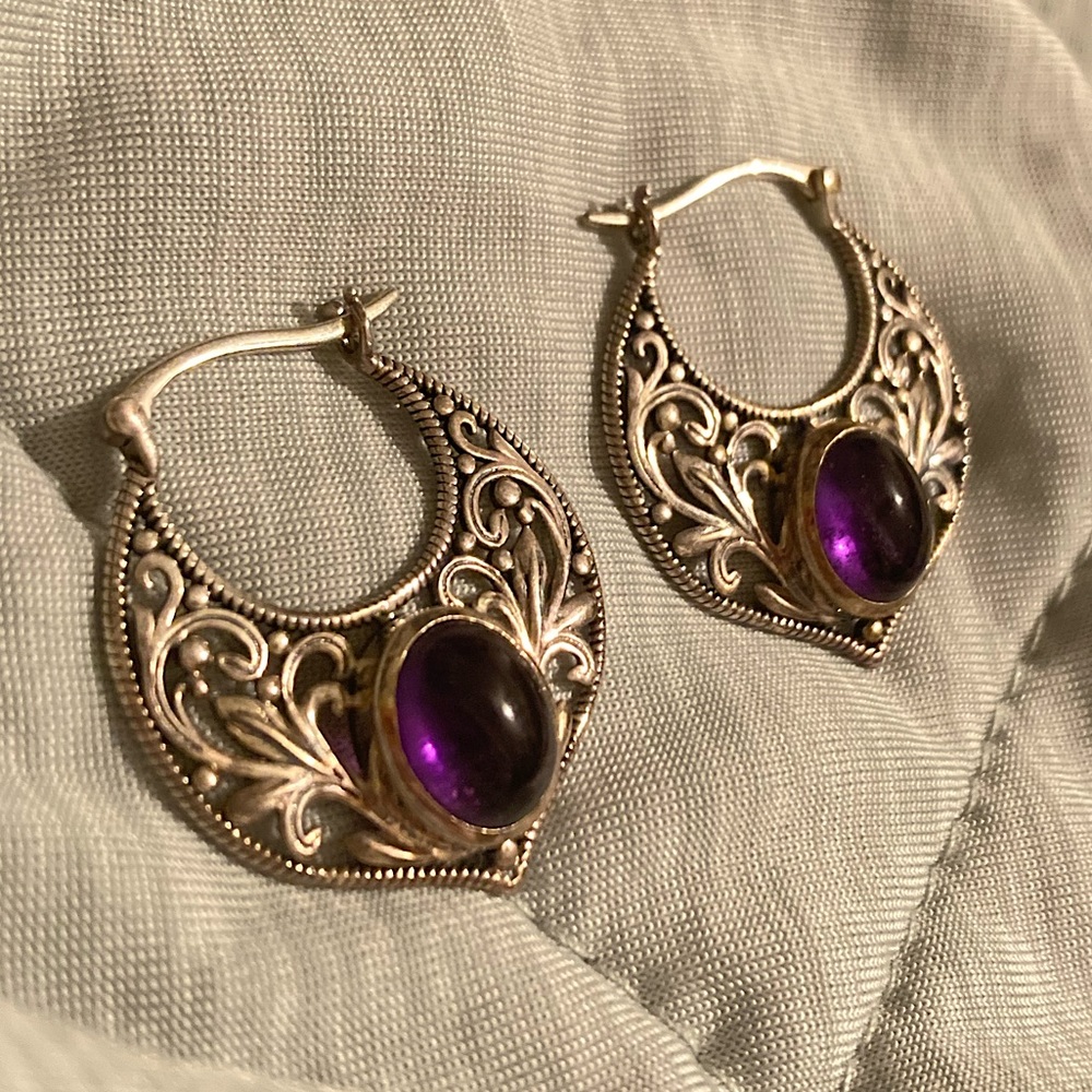 Vintage Amethyst Sterling Silver D’Joy Designer Earrings